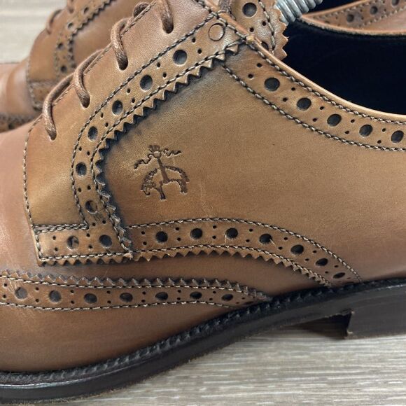 Brooks Brothers 1818 Wingtip Oxford Shoes Men\'s 10 Made in Italy Brown Leather main image 11